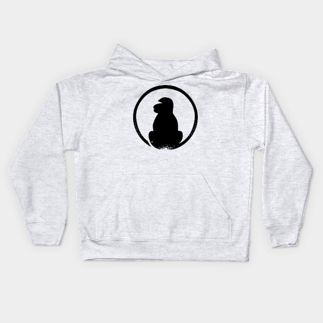 Monkey Sitting Silhouette Doodle Art Kids Hoodie by VANDERVISUALS